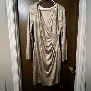 Calvin Klein Gold Metallic Formal Dress